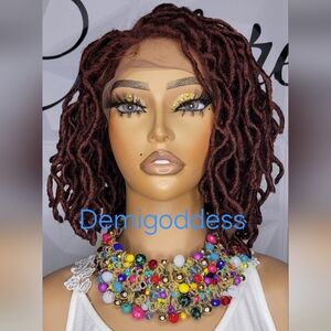 Wavy Curly Faux Short Locs Wig